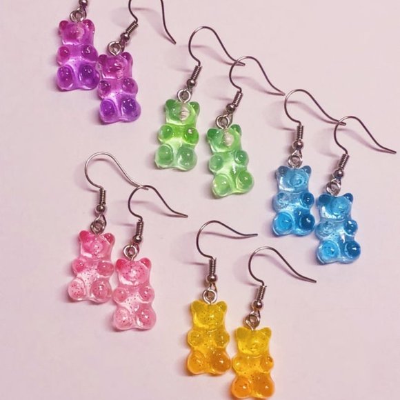 Lulus Jewelry - Gummy Bear Candy Retro Lightweight Fun/Cartoon Colorful Cute Dainty Earrings